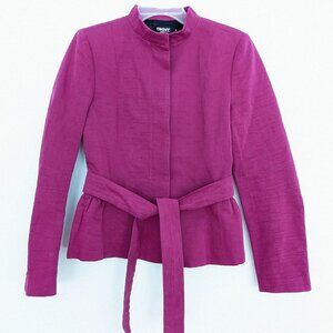 DKNY Donna Karan Ruffled Hem Magenta Blazer Jacket Size 8 Made in Italy